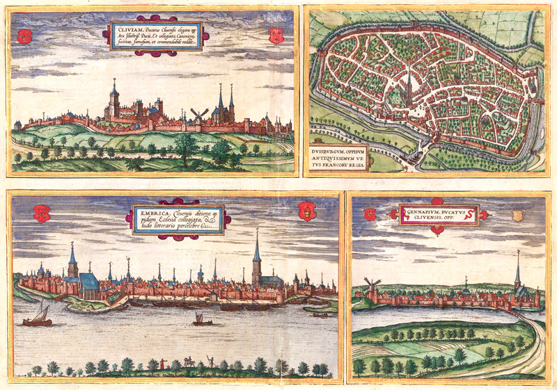 Kleef, Duisburg, Emmerich, Gennep 1572 Braun & Hogenberg